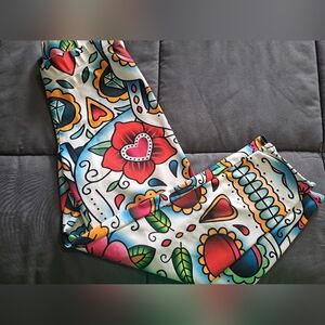Colorful Skull Capris Leggings